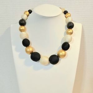 Large Choker Black Gold Cream Beads